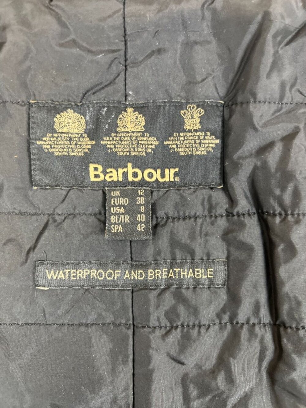 Barbour Women 8 Euro 38 Black Waterproof Breathable Quilted Lined Utility Jacket - Picture 4 of 13